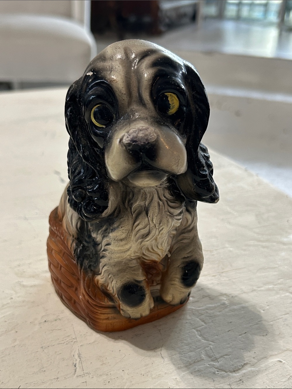 Vintage Black and White Dog Figurine